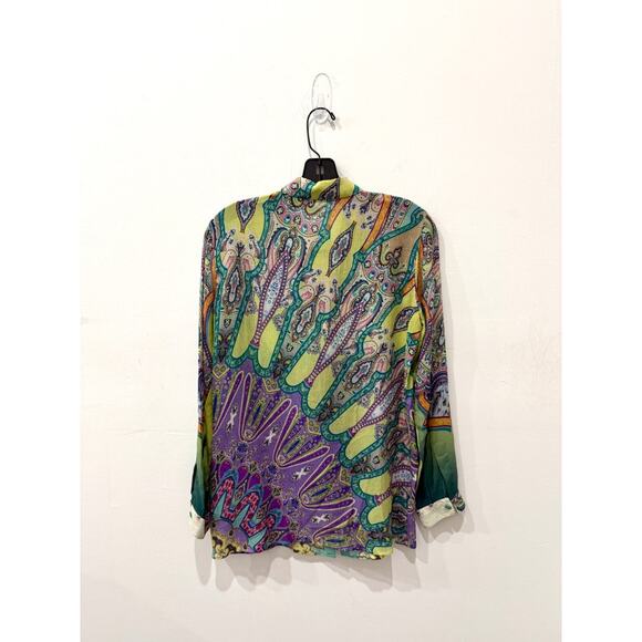 ETRO Paisley Print 100% Silk Button Down Shirt Multicolor Women's Size 40 / 4 - Picture 2 of 4